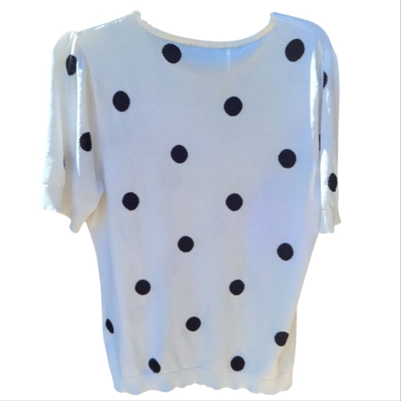 INC International Concepts White and Black Relaxed Short Sleeve Blouse - Size XL - Picture 2 of 6